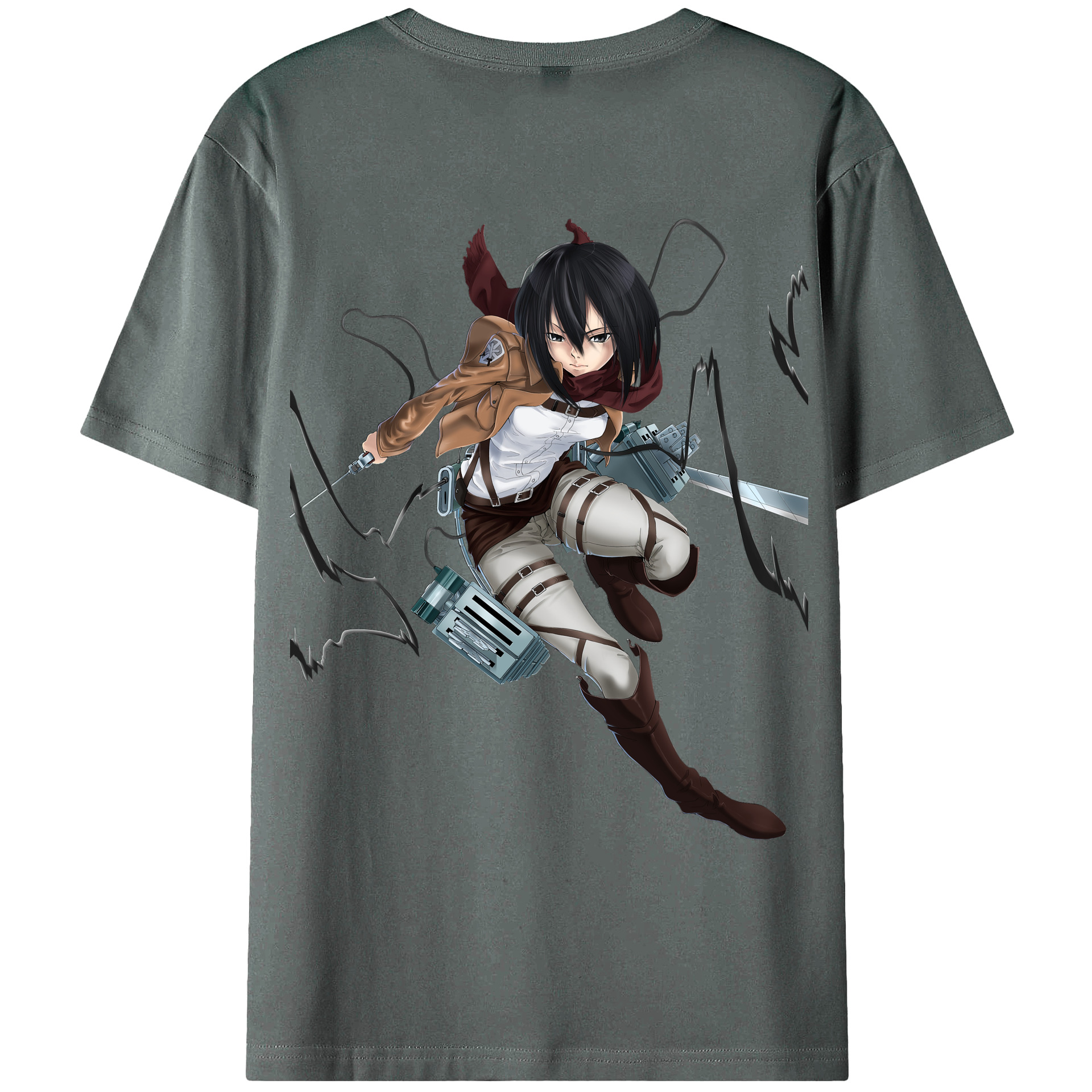 （画像用） 進撃の巨人 ミカサ·アッカーマン Attack on Titan Mikasa Ackerman 綿100％ メンズ半袖Tシャツ（バックプリント） 通気性